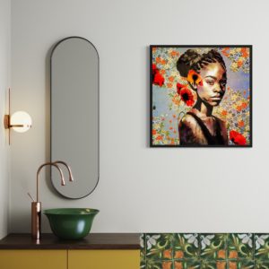 Mockup of painting in a bathroom setting